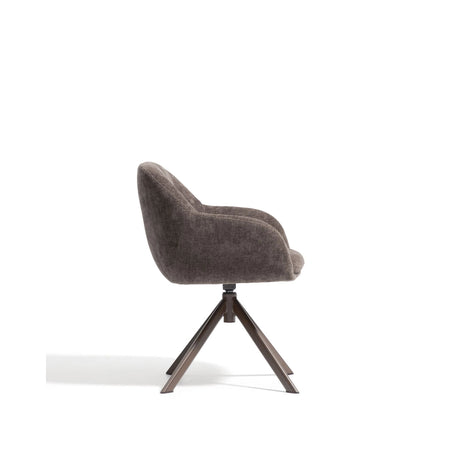 Drehstuhl Dorina aus brauner Chenille und Stahlbeinen mit braunem Finish von Kave Home – Bild 3