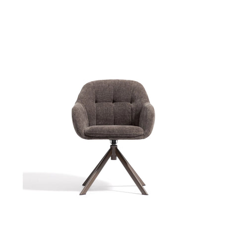 Drehstuhl Dorina aus brauner Chenille und Stahlbeinen mit braunem Finish von Kave Home – Bild 5
