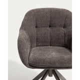 Drehstuhl Dorina aus brauner Chenille und Stahlbeinen mit braunem Finish von Kave Home – Bild 6