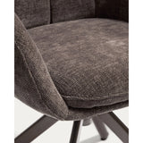 Drehstuhl Dorina aus brauner Chenille und Stahlbeinen mit braunem Finish von Kave Home – Bild 7
