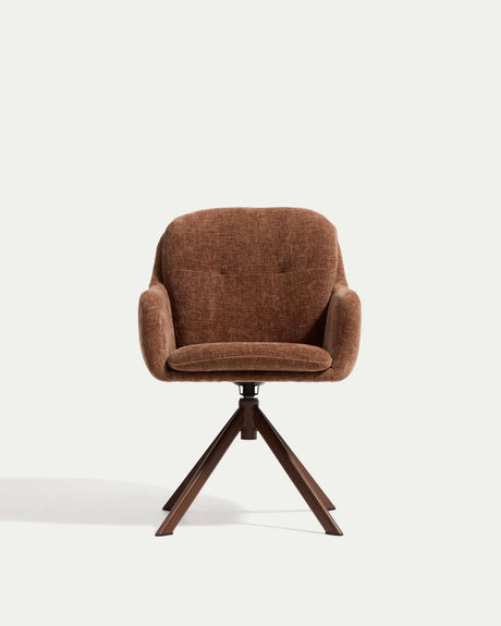 Drehstuhl Lexa aus Chenille und mit Stahlbeinen, verschiedene Finishes von Kave Home – Bild 2