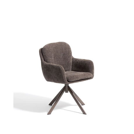 Drehstuhl Lexa aus brauner Chenille und Stahlbeinen mit braunem Finish von Kave Home – Bild 1