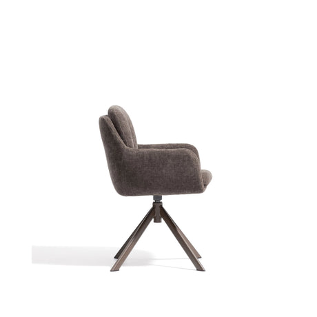 Drehstuhl Lexa aus brauner Chenille und Stahlbeinen mit braunem Finish von Kave Home – Bild 3