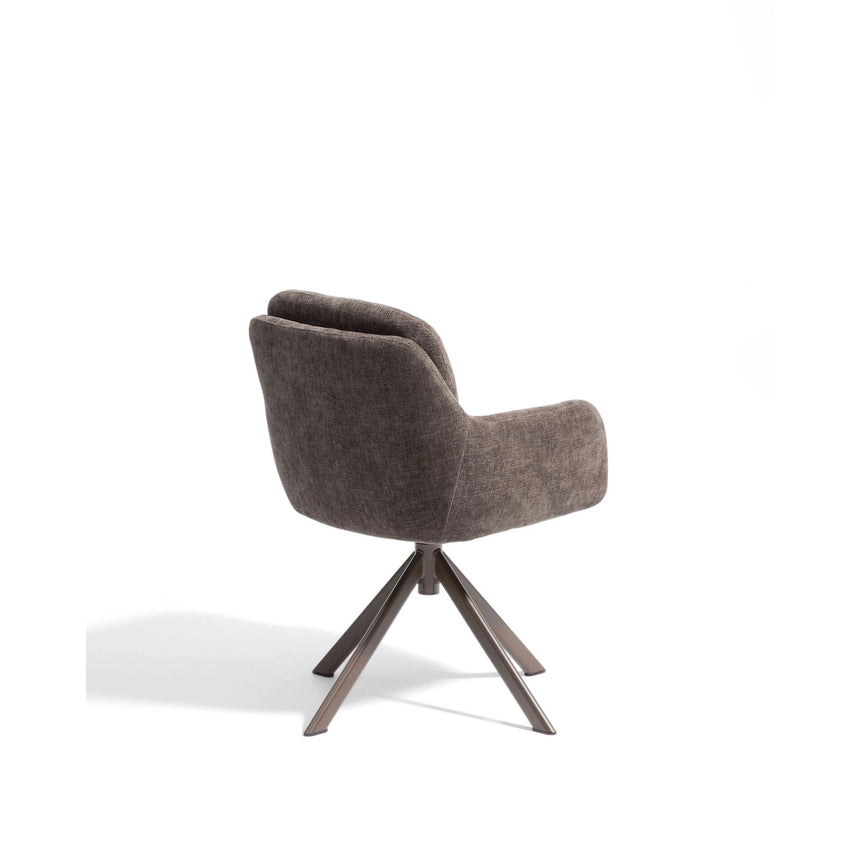 Drehstuhl Lexa aus brauner Chenille und Stahlbeinen mit braunem Finish von Kave Home – Bild 4