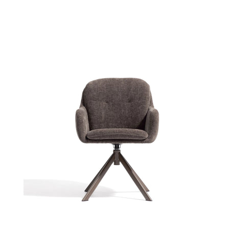 Drehstuhl Lexa aus brauner Chenille und Stahlbeinen mit braunem Finish von Kave Home – Bild 5