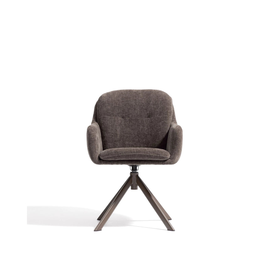 Drehstuhl Lexa aus brauner Chenille und Stahlbeinen mit braunem Finish von Kave Home – Bild 5