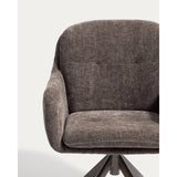 Drehstuhl Lexa aus brauner Chenille und Stahlbeinen mit braunem Finish von Kave Home – Bild 6