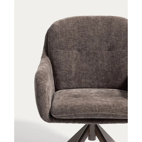 Drehstuhl Lexa aus brauner Chenille und Stahlbeinen mit braunem Finish von Kave Home – Bild 6