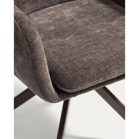 Drehstuhl Lexa aus brauner Chenille und Stahlbeinen mit braunem Finish von Kave Home – Bild 7