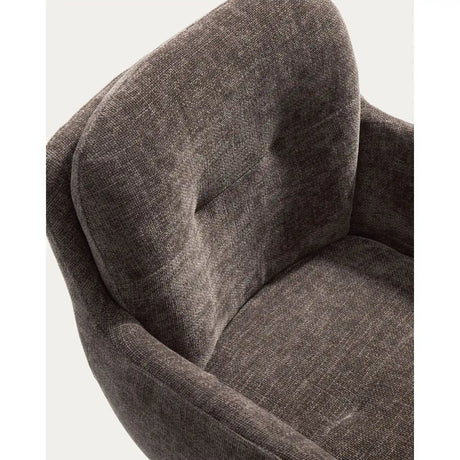 Drehstuhl Lexa aus brauner Chenille und Stahlbeinen mit braunem Finish von Kave Home – Bild 8