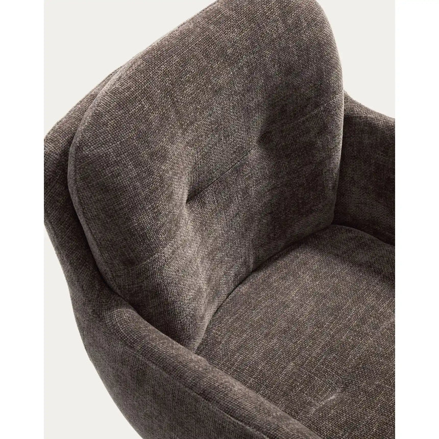 Drehstuhl Lexa aus brauner Chenille und Stahlbeinen mit braunem Finish von Kave Home – Bild 8