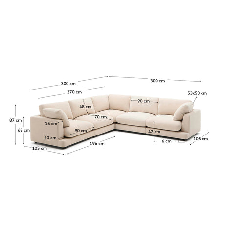 Ecksofa Gala 6-Sitzer aus Chenille in Beige FSC Mix Credit 300 x 300 cm   von Kave Home – Produktbild 2