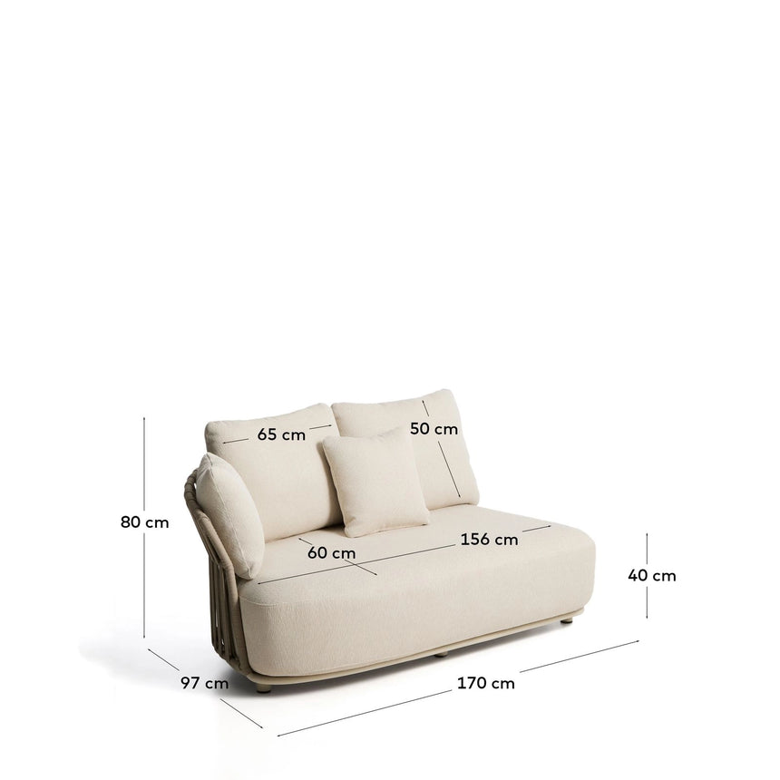 Ecrufarbenes 2-Sitzer-Sofa Osani mit taupefarbenem Seil, 170 cm von Kave Home – Bild 5