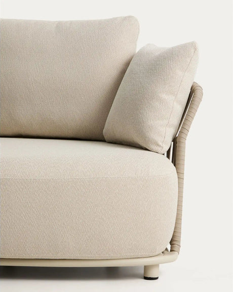 Ecrufarbenes 2-Sitzer-Sofa Osani und geschwungenes Modul aus ecrufarbenem Aluminium und taupefarbenem Seil, 274 cm von Kave Home – Bild 7