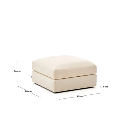 Fußablage Alea mit abnehmbarem Bezug aus Chenille in Ecru, 90 x 90 cm von Kave Home – Produktbild 3