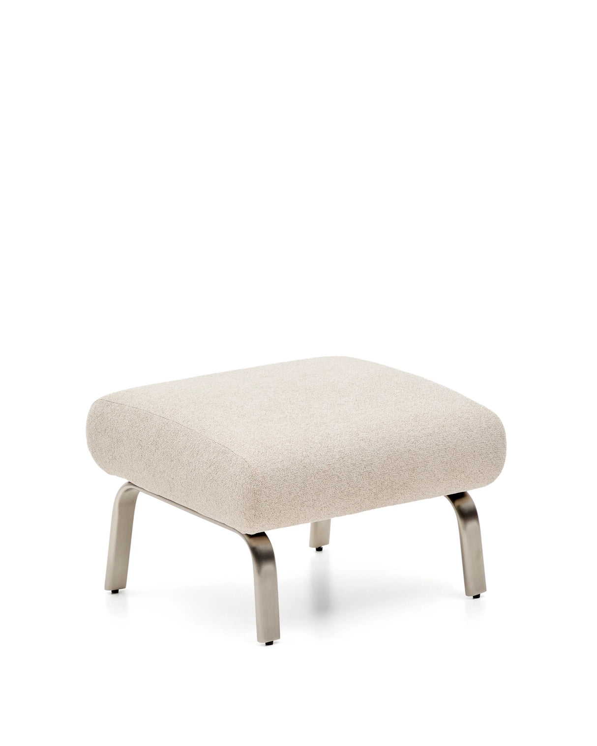 Fußablage Amsen in Beige mit Beinen aus em gebürsteten Edelstahl 68 x 55 cm von Kave Home – Produktbild 1