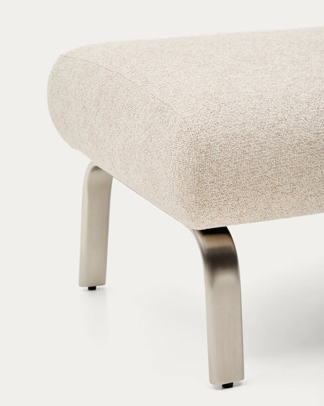 Fußablage Amsen in Beige mit Beinen aus em gebürsteten Edelstahl 68 x 55 cm von Kave Home – Produktbild 8