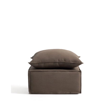 Fußablage Anarela mit abnehmbarem Bezug und Kissen aus 100 % Leinen in Taupe, 80 x 80 cm, FSC Mix Credit von Kave Home – Bild 1