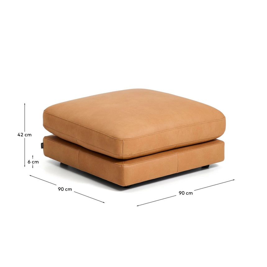 Fußablage Gala in braunem Leder, 90 x 90 cm von Kave Home – Produktbild 3