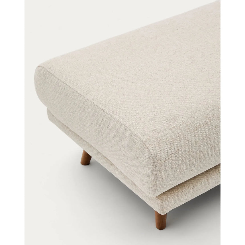 Fußablage Karin aus beiger Chenille mit Beinen aus massivem Buchenholz mit walnussfarbener Oberfläche 90 x 70 cm von Kave Home – Bild 3