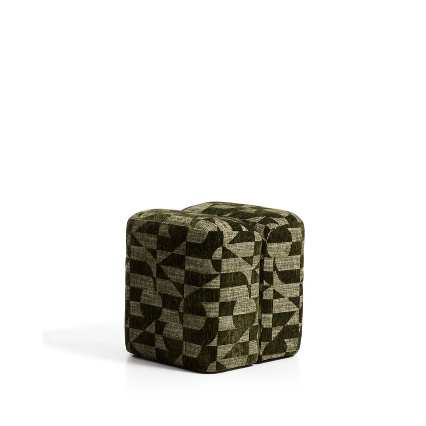 Fußablage Nedilo quadratisch aus geometrischem Jacquard-Gewebe, moosgrün FSC Mix Credit von Kave Home – Bild 1