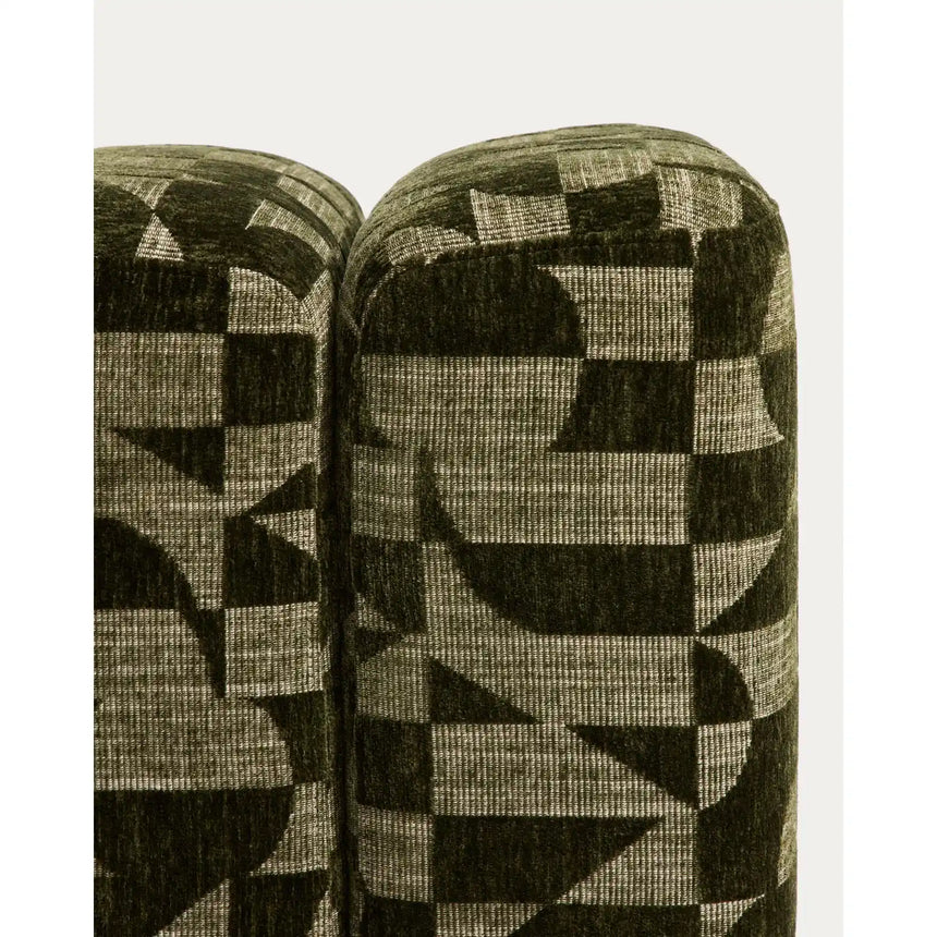 Fußablage Nedilo quadratisch aus geometrischem Jacquard-Gewebe, moosgrün FSC Mix Credit von Kave Home – Bild 6