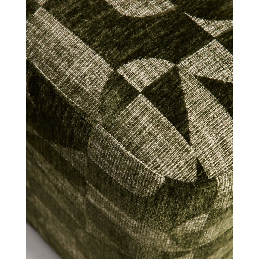 Fußablage Nedilo quadratisch aus geometrischem Jacquard-Gewebe, moosgrün FSC Mix Credit von Kave Home – Bild 8
