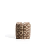 Fußablage Nedilo rund aus geometrischem Jacquard-Gewebe Taupe FSC Mix Credit von Kave Home – Bild 3