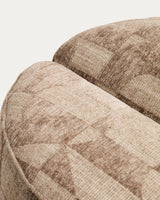 Fußablage Nedilo rund aus geometrischem Jacquard-Gewebe Taupe FSC Mix Credit von Kave Home – Bild 6