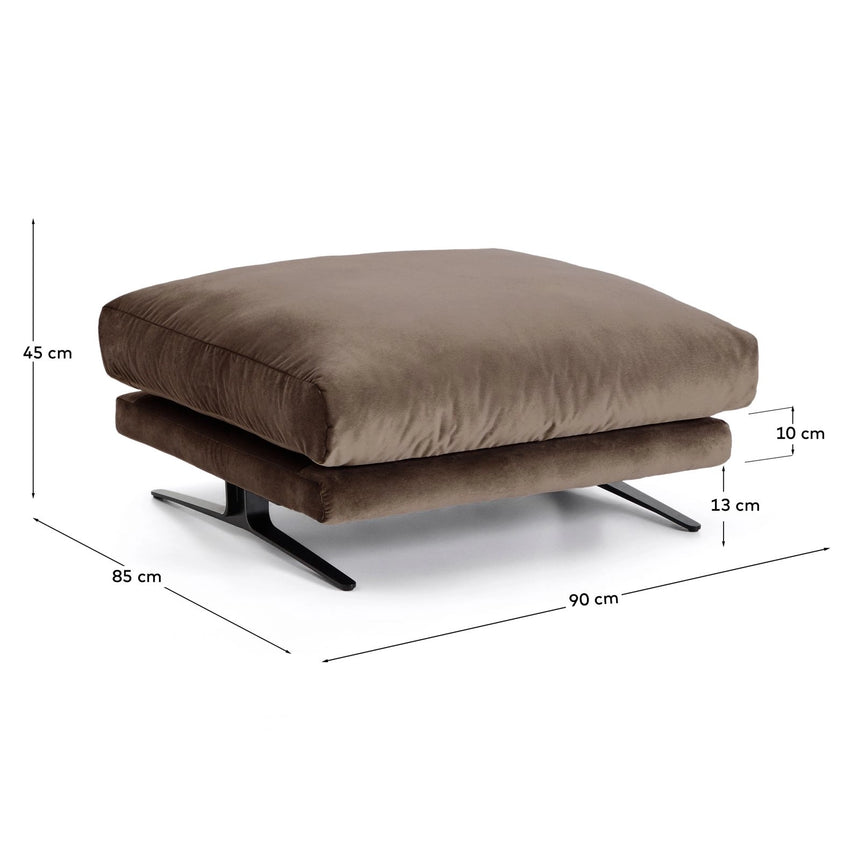 Fußablage Veliro mit Samt und Stahlbeinen mit schwarzem Finish, 85 x 90 cm, FSC Mix Credit von Kave Home – Bild 3