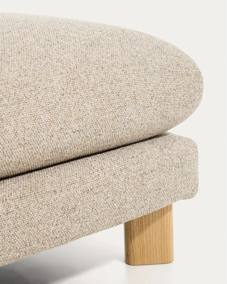 Fußablage Vera in Beige mit Beinen aus massivem Eschenholz mit natürlichem Finish, 80 x 80 cm, FSC Mix Credit von Kave Home – Bild 5