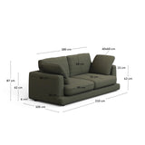 Gala 3-Sitzer-Sofa aus dunkelgrüner Chenille FSC Mix Credit 210 cm von Kave Home – Bild 3