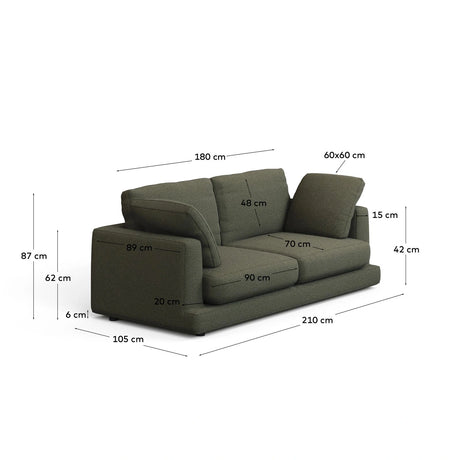 Gala 3-Sitzer-Sofa aus dunkelgrüner Chenille FSC Mix Credit 210 cm von Kave Home – Bild 3