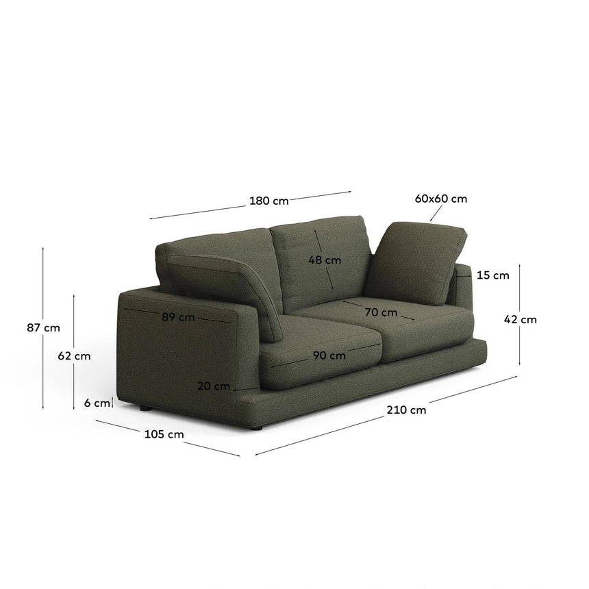 Gala 3-Sitzer-Sofa aus dunkelgrüner Chenille FSC Mix Credit 210 cm von Kave Home – Bild 3