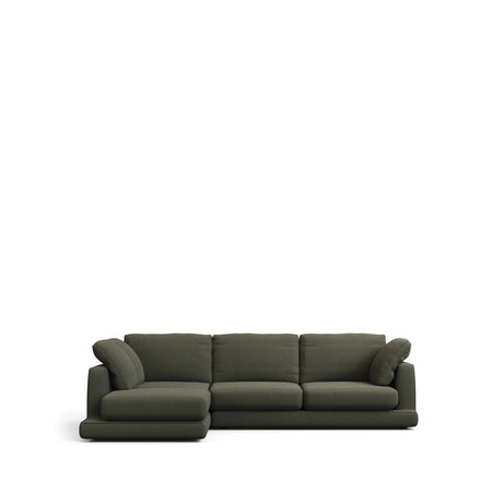 Gala 4-Sitzer-Sofa mit Chaiselongue links aus dunkelgrüner Chenille FSC Mix Credit 300 cm von Kave Home – Bild 1