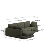 Gala 4-Sitzer-Sofa mit Chaiselongue links aus dunkelgrüner Chenille FSC Mix Credit 300 cm von Kave Home – Bild 3