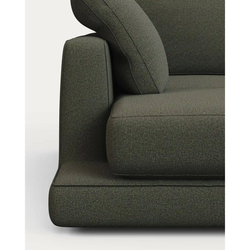 Gala 4-Sitzer-Sofa mit Chaiselongue links aus dunkelgrüner Chenille FSC Mix Credit 300 cm von Kave Home – Bild 6