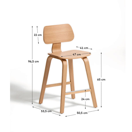 Gena-Hocker aus Eichenfurnier 65cm von Kave Home – Bild 2