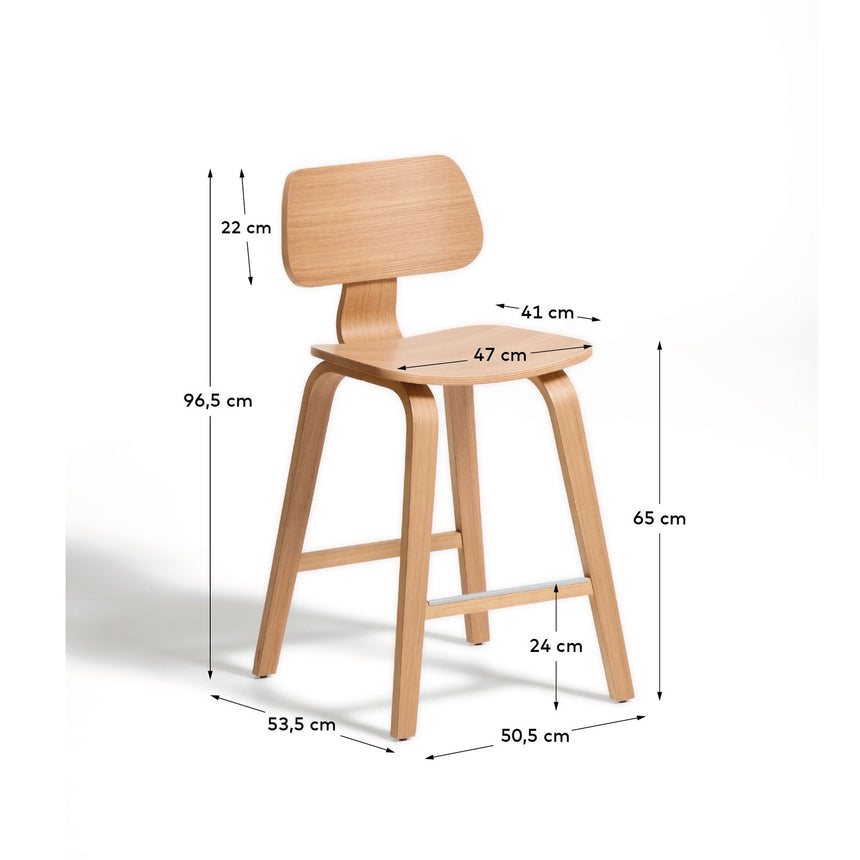 Gena-Hocker aus Eichenfurnier 65cm von Kave Home – Bild 2