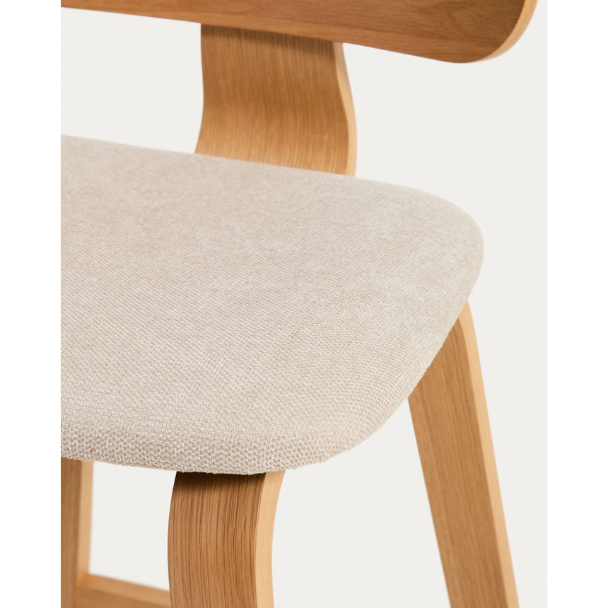 Gena-Hocker aus Eichenfurnier und beigefarbener Chenille 65cm von Kave Home – Bild 11