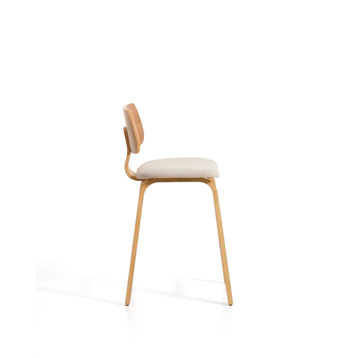 Gena-Hocker aus Eichenfurnier und beigefarbener Chenille 65cm von Kave Home – Bild 3