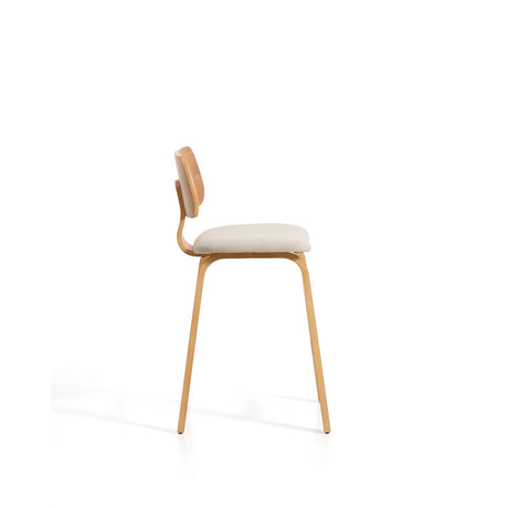 Gena-Hocker aus Eichenfurnier und beigefarbener Chenille 65cm von Kave Home – Bild 3