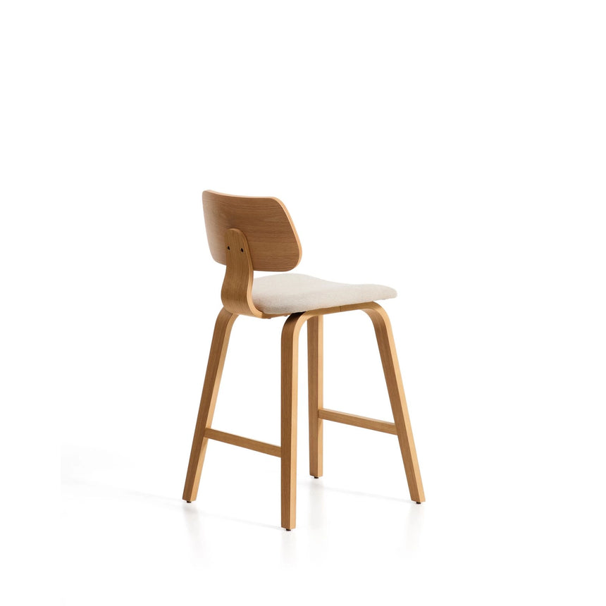 Gena-Hocker aus Eichenfurnier und beigefarbener Chenille 65cm von Kave Home – Bild 4