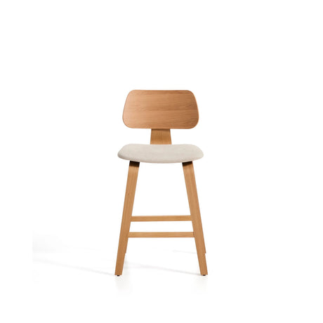 Gena-Hocker aus Eichenfurnier und beigefarbener Chenille 65cm von Kave Home – Bild 5