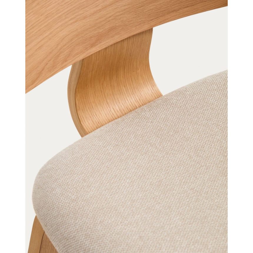 Gena-Hocker aus Eichenfurnier und beigefarbener Chenille 65cm von Kave Home – Bild 8