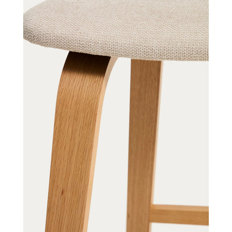 Gena-Hocker aus Eichenfurnier und beigefarbener Chenille 65cm von Kave Home – Bild 9
