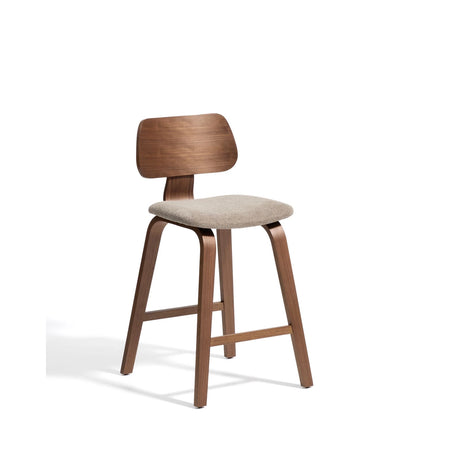 Gena-Hocker aus Nussbaumfurnier oder Eichenfurnier und Chenille 65cm von Kave Home – Bild 1