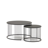 Hadar Set aus 2 Satzbeistelltischen getempertes Glas und Metall in Schwarz Ø75cm / Ø 45cm von Kave Home – Bild 1