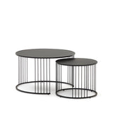 Hadar Set aus 2 Satzbeistelltischen getempertes Glas und Metall in Schwarz Ø75cm / Ø 45cm von Kave Home – Bild 3