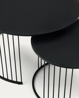 Hadar Set aus 2 Satzbeistelltischen getempertes Glas und Metall in Schwarz Ø75cm / Ø 45cm von Kave Home – Bild 6